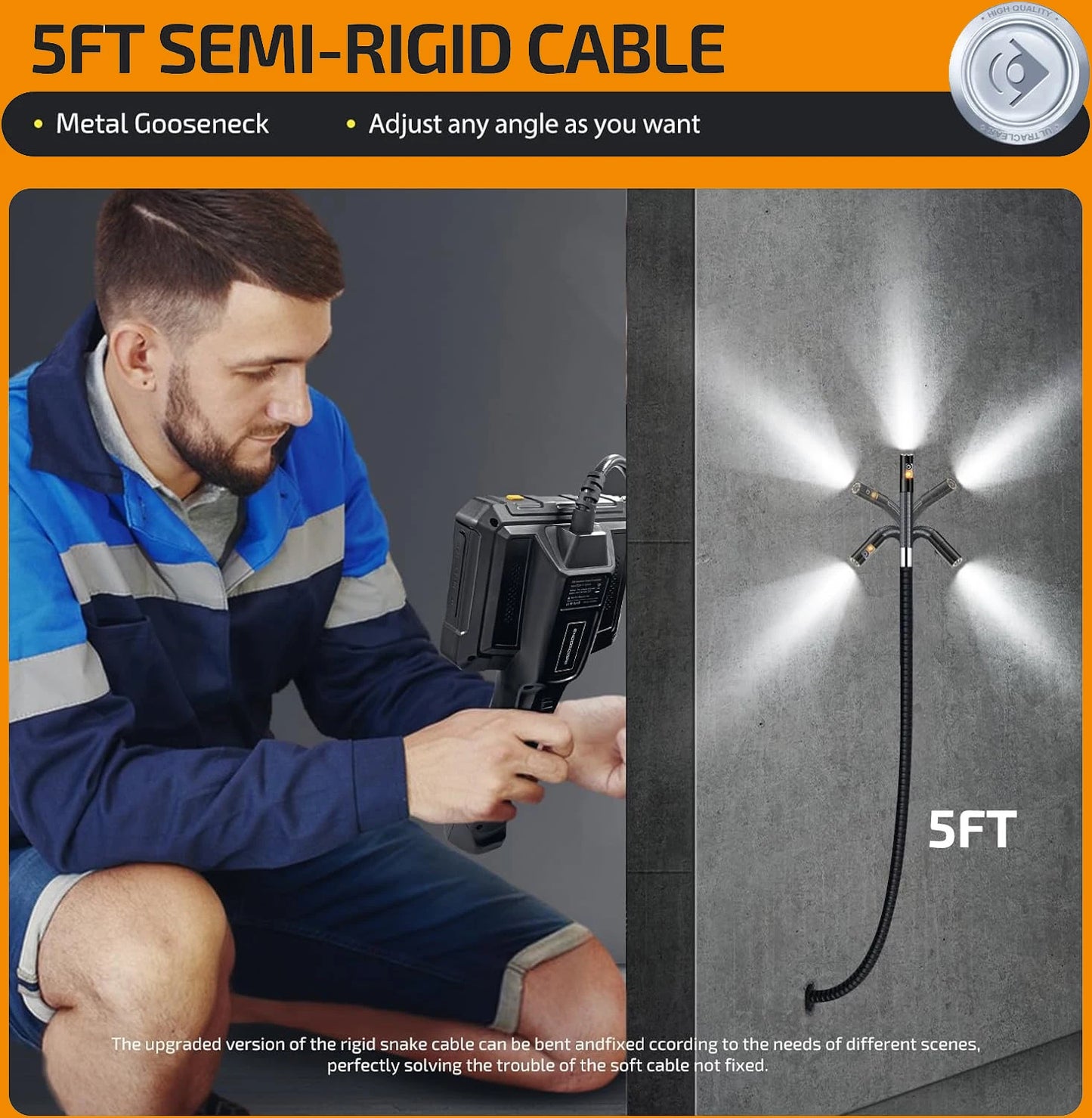 360° Rotating Dual-Lens Endoscope Camera for Precision Inspections - 3.9MM Diameter, 5-Inch IPS Display 4