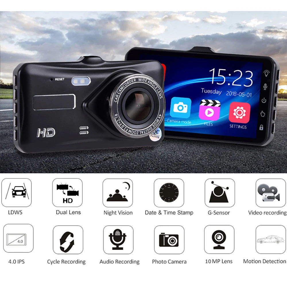 4-Inch HD 1080P Dual Dash Cam for Car - Front and Rear Cameras with Night Vision 1