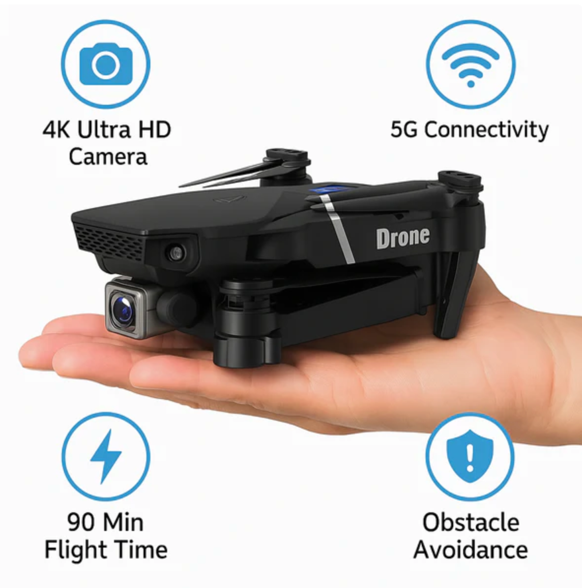 5G Drone with 4K Camera – Foldable Design, GPS Stability, Auto-Return, Obstacle Avoidance for Aerial Photography 3