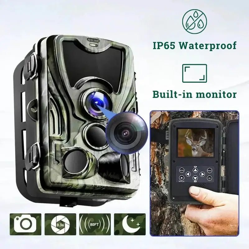 Full HD Wildlife Camera with Night Vision, IP65 Waterproof, Motion Detection, Built-in Screen, 120° Wide-Angle Lens 6