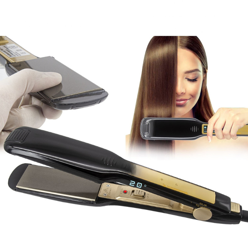 Titanium Hair Straightener and Curling Tool with Digital Display – Adjustable Temperature Control for All Hair Types 1