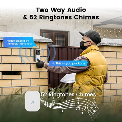 1080P WiFi Video Doorbell with Night Vision and Two-Way Audio – Smart Waterproof Doorbell Camera with PIR Motion Detection 2