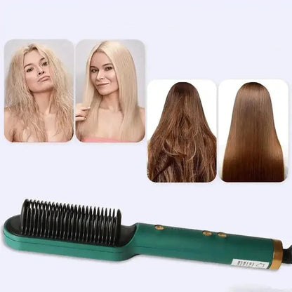 2-in-1 Hair Dryer Brush and Straightening Curling Tool with Adjustable Heat Settings - Tourmaline Ceramic for All Hair Types 2
