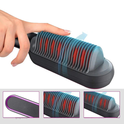 2-in-1 Hair Dryer Brush and Straightening Curling Tool with Adjustable Heat Settings - Tourmaline Ceramic for All Hair Types 3
