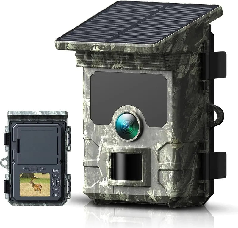 30MP Solar-Powered Trail Camera with Infrared Night Vision – Wildlife Camera Trap with Fast Trigger Speed and Waterproof Design 0