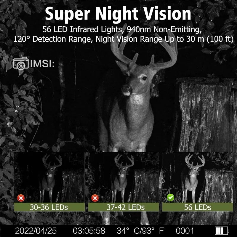 30MP Solar-Powered Trail Camera with Infrared Night Vision – Wildlife Camera Trap with Fast Trigger Speed and Waterproof Design 1