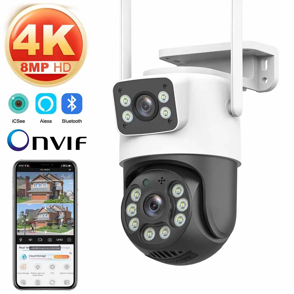 4K Outdoor Wireless Security Camera with AI Human Detection and Dual Lens – Night Vision, Two-Way Audio, Weatherproof Design 0