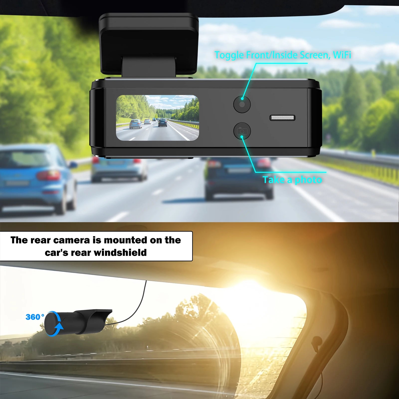  4K WIFI Dash Cam for Car - Best Front and Rear Dual Lens with Night Vision & G-Sensor for 24-Hour Parking Monitoring 2