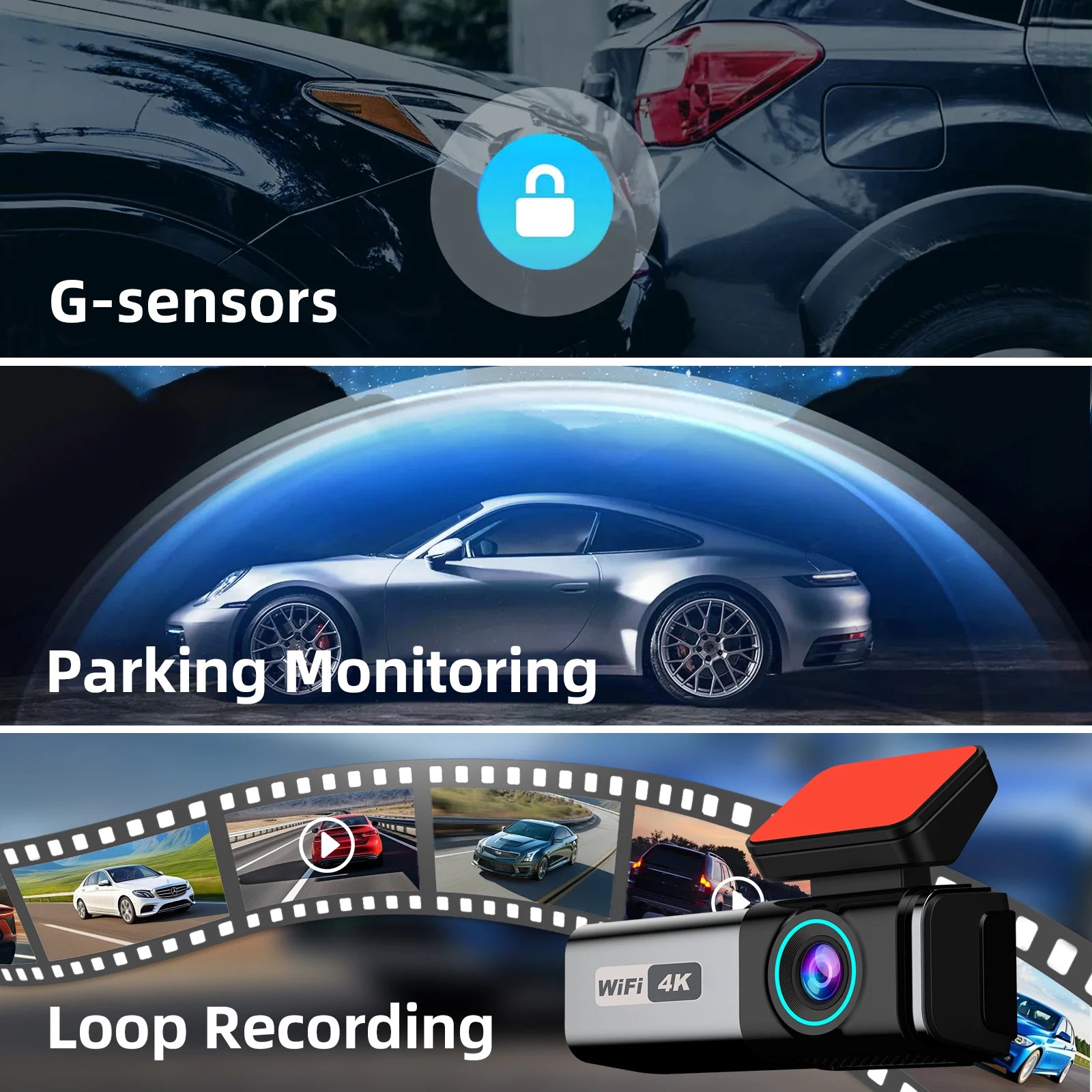 4K WIFI Dash Cam for Car - Best Front and Rear Dual Lens with Night Vision & G-Sensor for 24-Hour Parking Monitoring 5