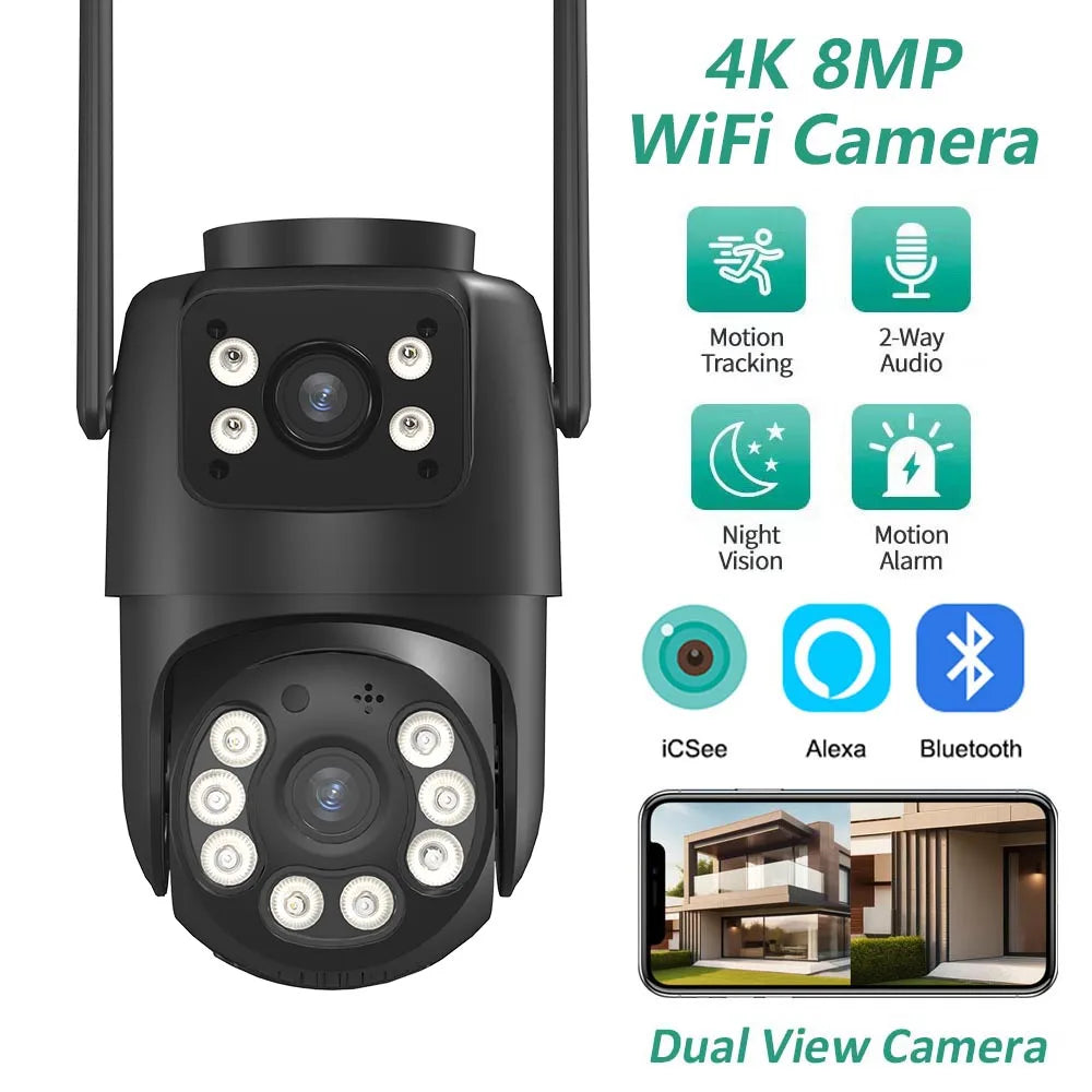 4K WiFi Outdoor Security Camera with Dual Lenses, AI Human Detection, Night Vision and Two-Way Audio 0
