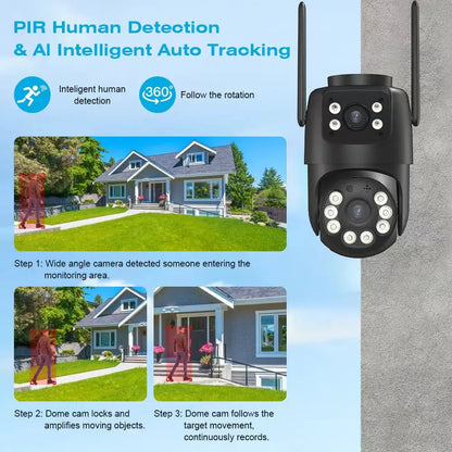 4K WiFi Outdoor Security Camera with Dual Lenses, AI Human Detection, Night Vision and Two-Way Audio 4
