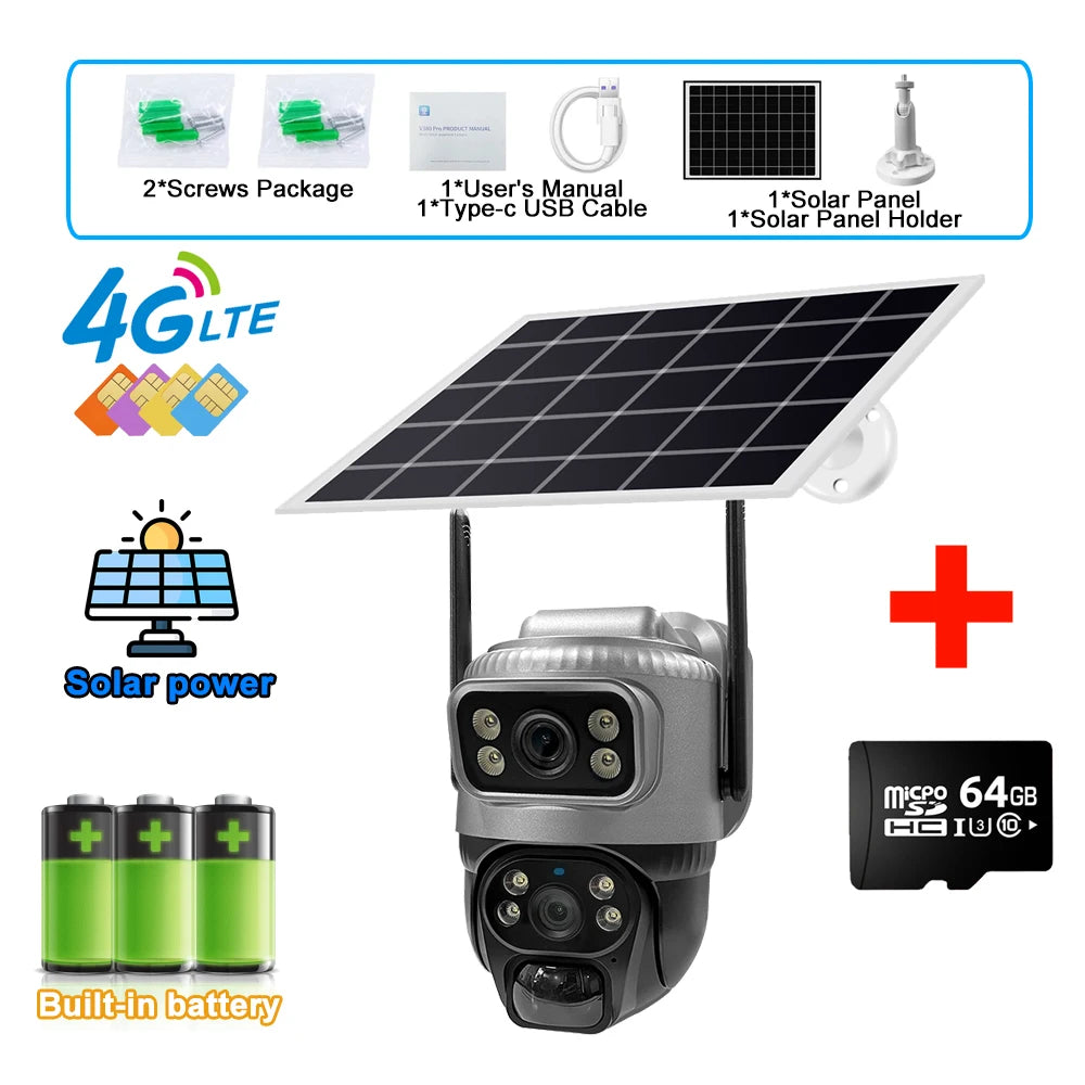 8MP 4K Solar-Powered Wireless Security Camera with Dual Lens, Night Vision, and 4G Connectivity for Home Security 12