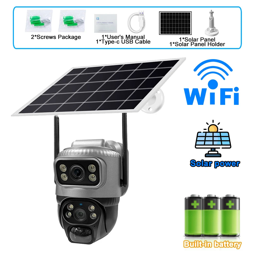 8MP 4K Solar-Powered Wireless Security Camera with Dual Lens, Night Vision, and 4G Connectivity for Home Security 6