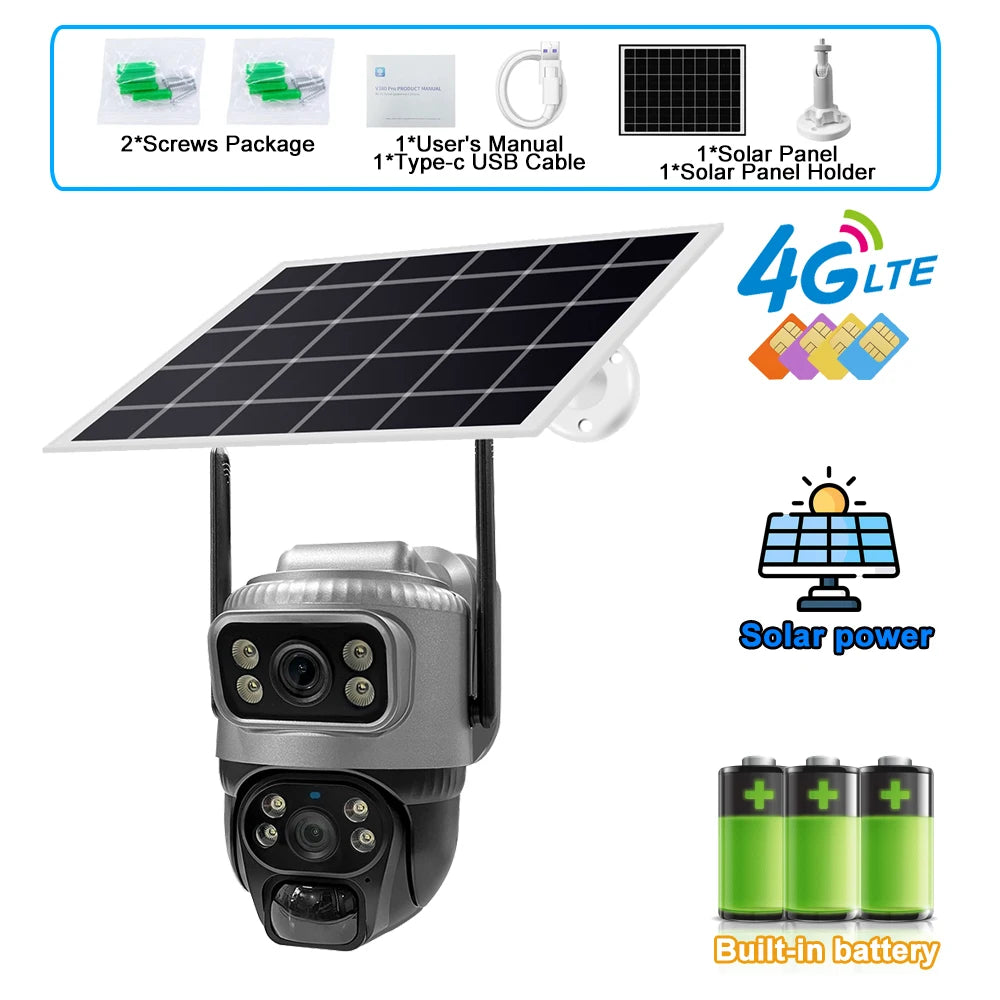 8MP 4K Solar-Powered Wireless Security Camera with Dual Lens, Night Vision, and 4G Connectivity for Home Security 9