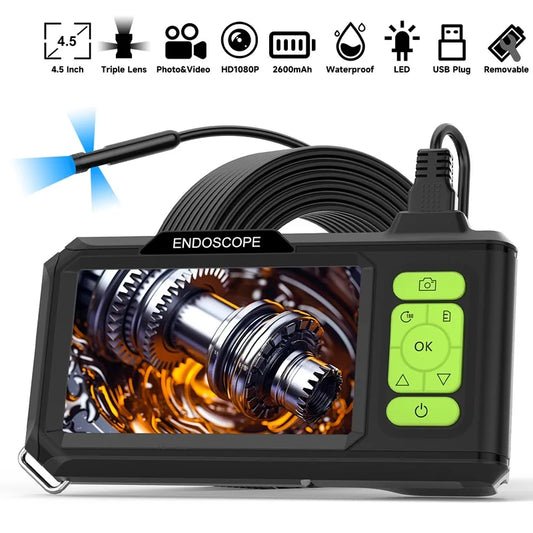 High-Definition 4.3'' IPS Industrial Endoscope with Autofocus, Triple Lens, and 1080P Resolution for Inspections 0