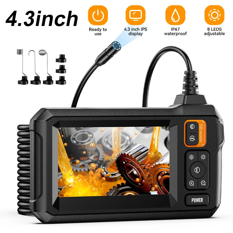 High-Definition Endoscope Inspection Camera with 4.3-Inch IPS Screen & IP67 Waterproof for Camera Inspection 0