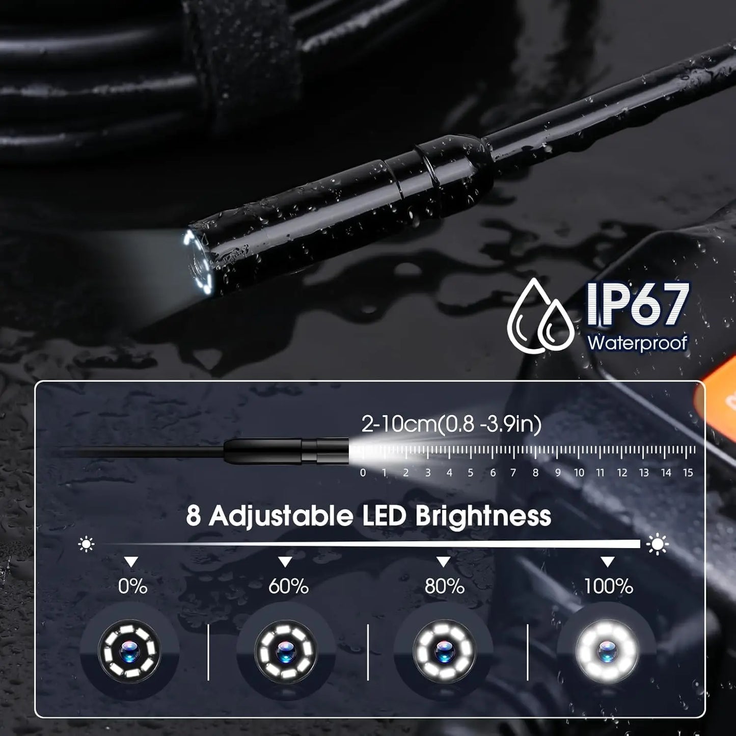 High-Definition Endoscope Inspection Camera with 4.3-Inch IPS Screen & IP67 Waterproof for Camera Inspection 3