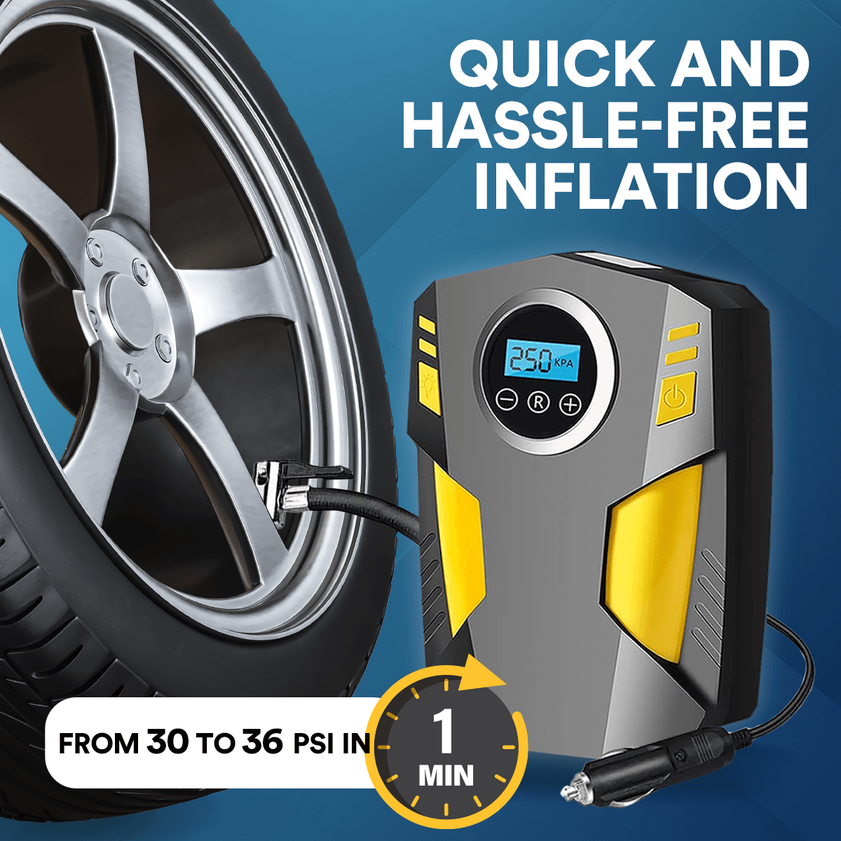 Portable Digital Tyre Inflator - Fast Car Air Pump with Automatic Shutoff 1