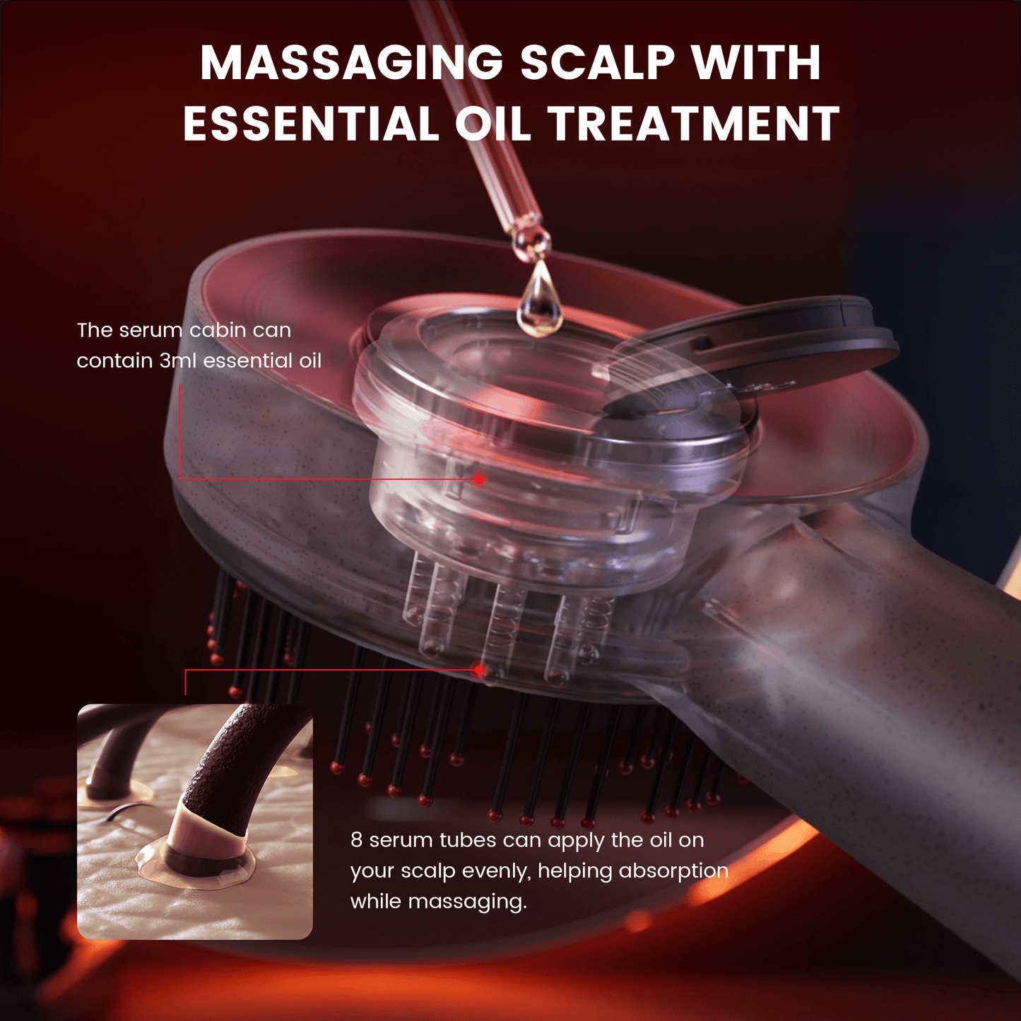 Scalp Massager Brush with Red Light Therapy for Hair Health
