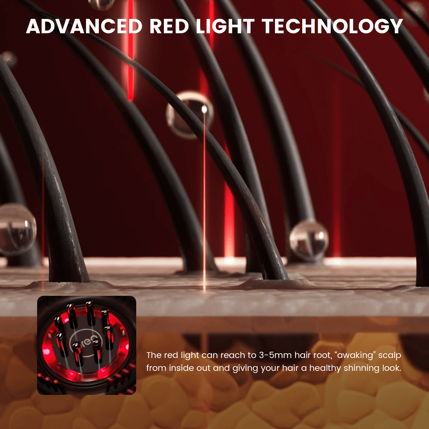 Scalp Massager Brush with Red Light Therapy for Hair Health