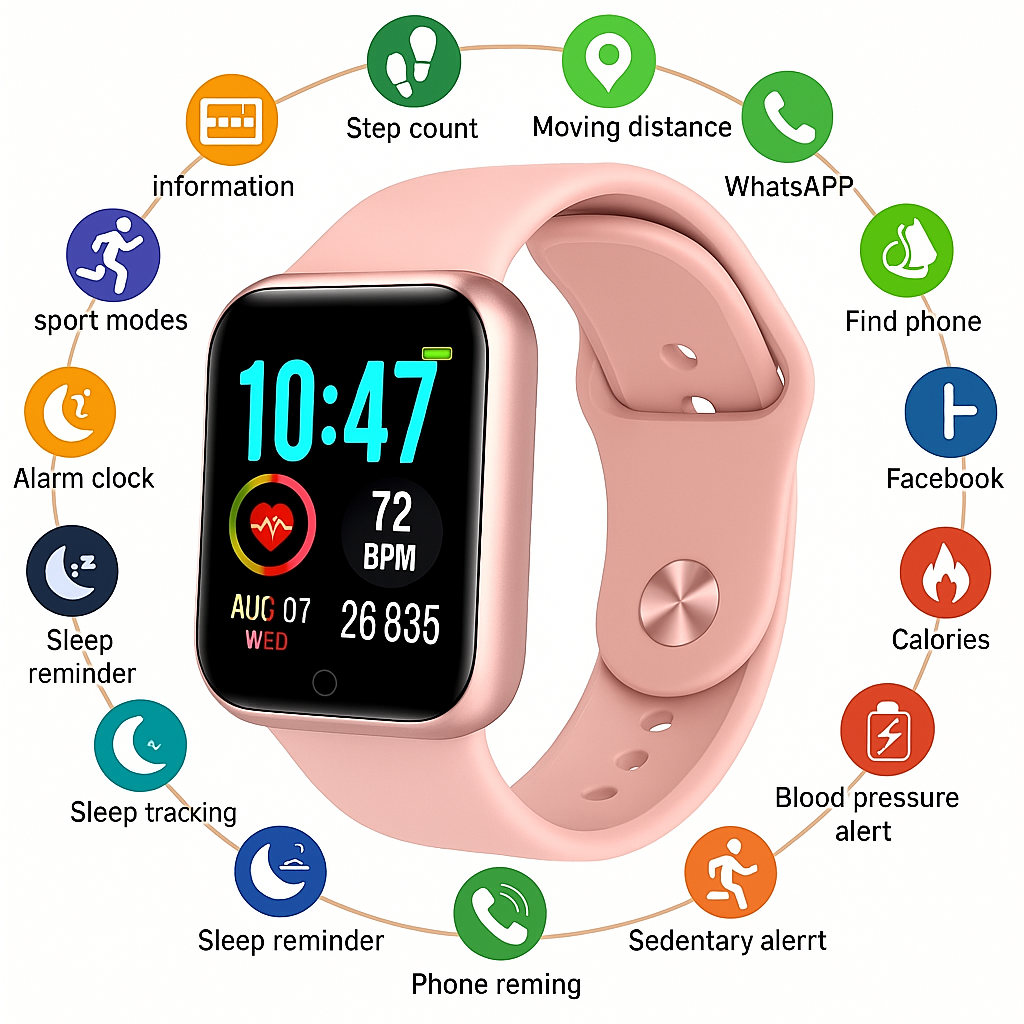 Smart Fitness Watch with Health Tracking, Bluetooth Connectivity and Multi-Sport Modes – Unisex Design Fitness Tracker Watch 5