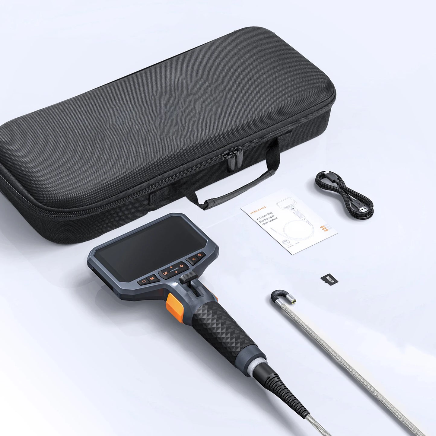 TESLONG TD450S 5.5MM Articulating Borescope - 1080P 4.5 Inch IPS Screen with 360° Steering Endoscope Camera 5