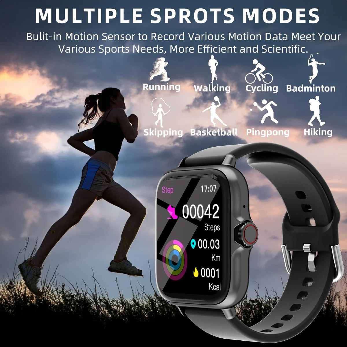 Waterproof Smart Watch with 1.83 Touchscreen, Fitness Tracker, Heart Rate Monitor, IP67 Rating, Compatible with iOS and Android 2