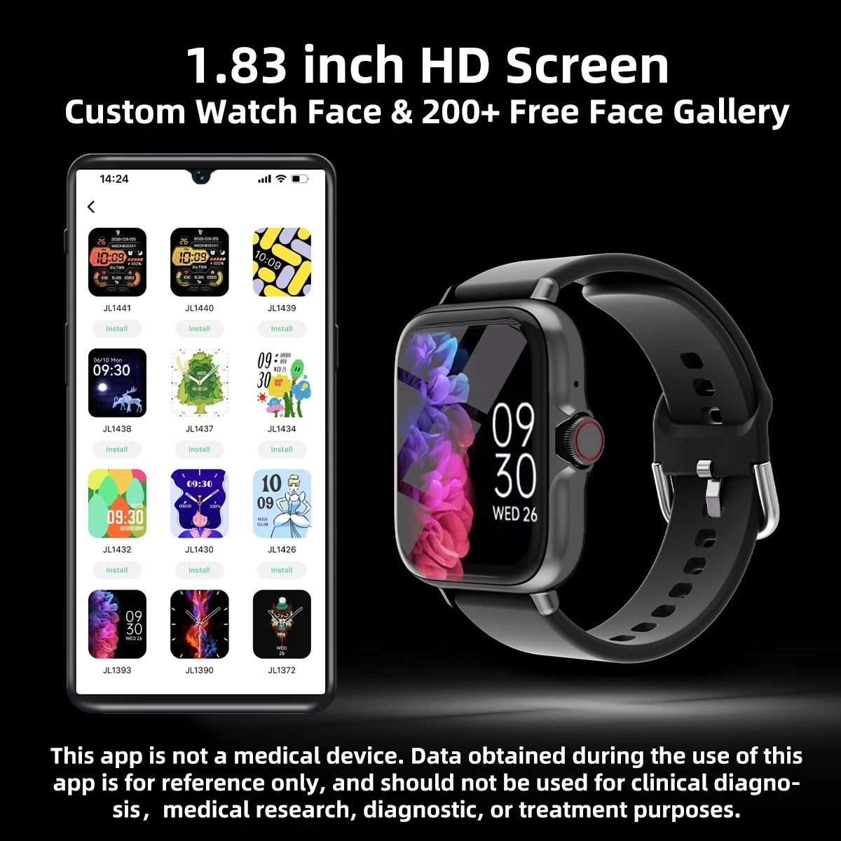 Waterproof Smart Watch with 1.83 Touchscreen, Fitness Tracker, Heart Rate Monitor, IP67 Rating, Compatible with iOS and Android 3