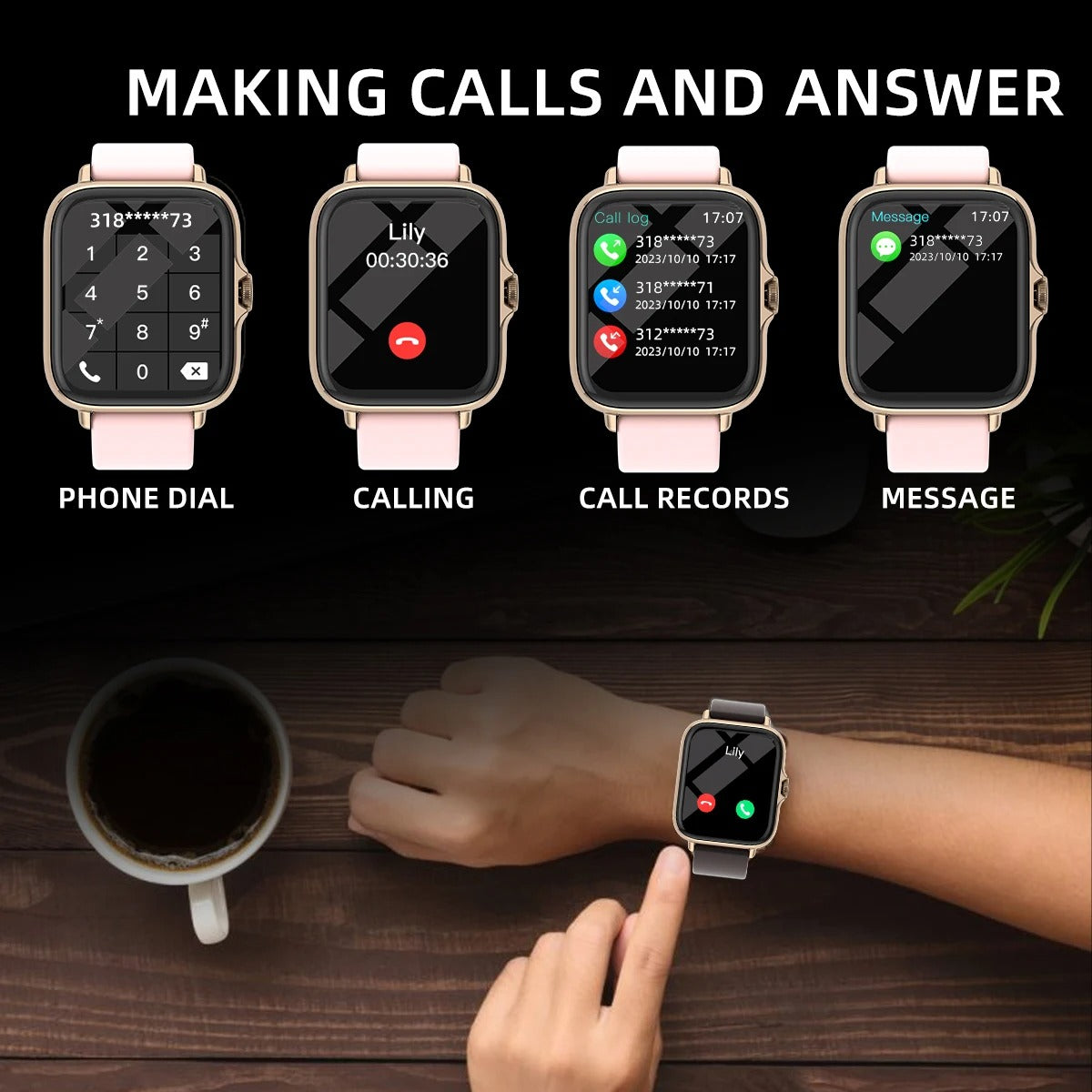 Waterproof Smart Watch with 1.83 Touchscreen, Fitness Tracker, Heart Rate Monitor, IP67 Rating, Compatible with iOS and Android 4