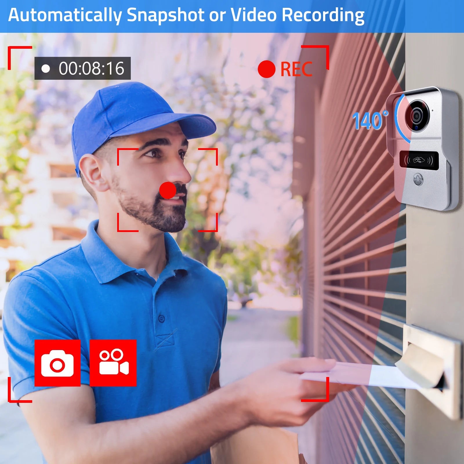 Wireless 1080P Video Doorbell Camera with 7-Inch Touch Screen and 32GB SD Card – Smart Home Intercom System 3
