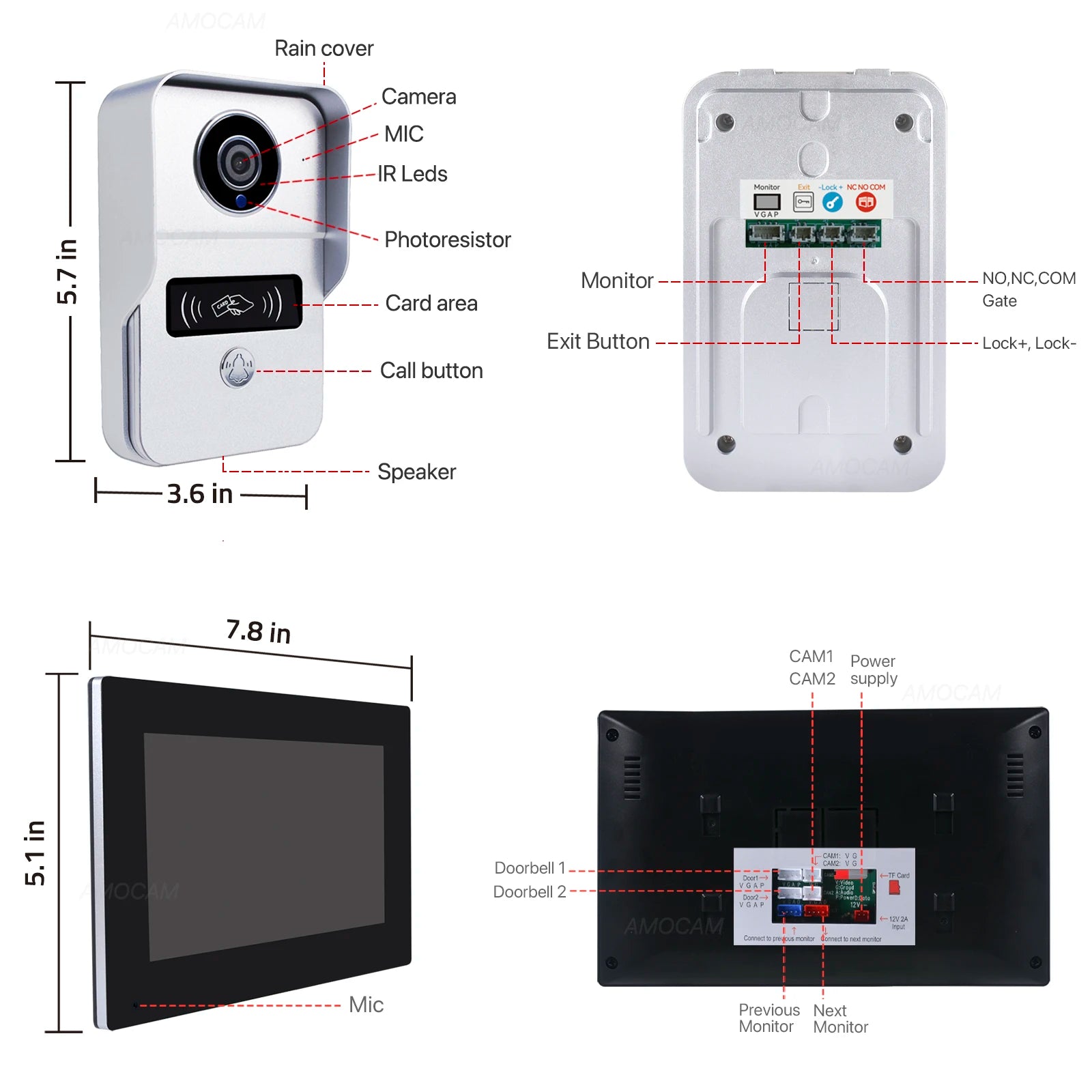 Wireless 1080P Video Doorbell Camera with 7-Inch Touch Screen and 32GB SD Card – Smart Home Intercom System 5