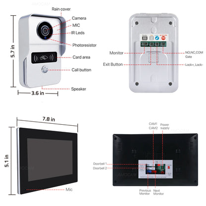 Wireless 1080P Video Doorbell Camera with 7-Inch Touch Screen and 32GB SD Card – Smart Home Intercom System 5