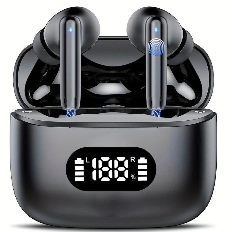 Wireless Bluetooth Earbuds with 40dB Noise Cancelling and 6-Mic ENC Technology – Ergonomic Design and LED Battery Display 0
