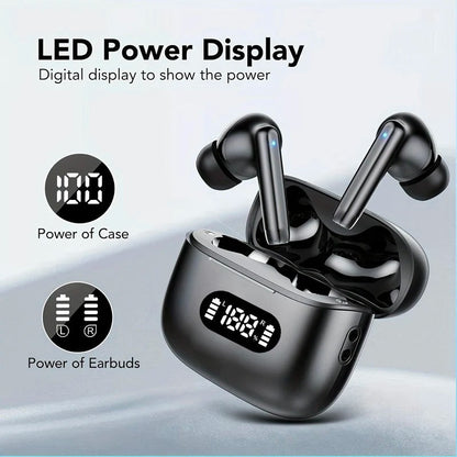 Wireless Bluetooth Earbuds with 40dB Noise Cancelling and 6-Mic ENC Technology – Ergonomic Design and LED Battery Display 1
