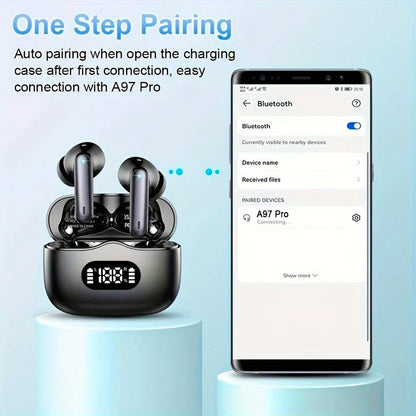 Wireless Bluetooth Earbuds with 40dB Noise Cancelling and 6-Mic ENC Technology – Ergonomic Design and LED Battery Display 4