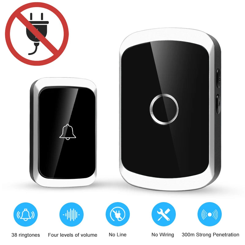 Wireless Doorbell Kit with 300M Range, 38 Melodies, Long Battery Life – No Socket Required, Easy Installation 0