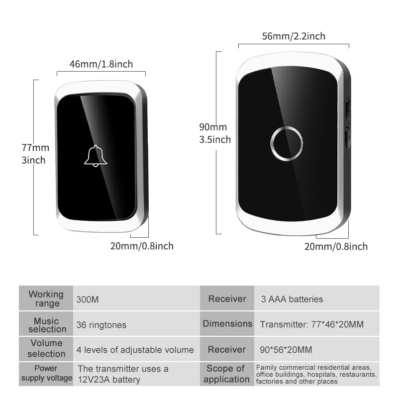 Wireless Doorbell Kit with 300M Range, 38 Melodies, Long Battery Life – No Socket Required, Easy Installation 5