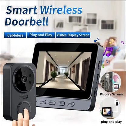 Wireless Video Doorbell Camera with 4.3-Inch Screen, Night Vision, Motion Detection – Smart Home Security Solution 0