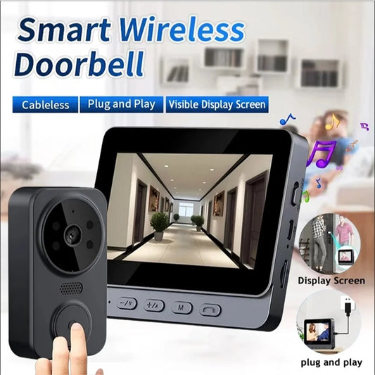 Wireless Video Doorbell Camera with 4.3-Inch Screen, Night Vision, Motion Detection – Smart Home Security Solution 0