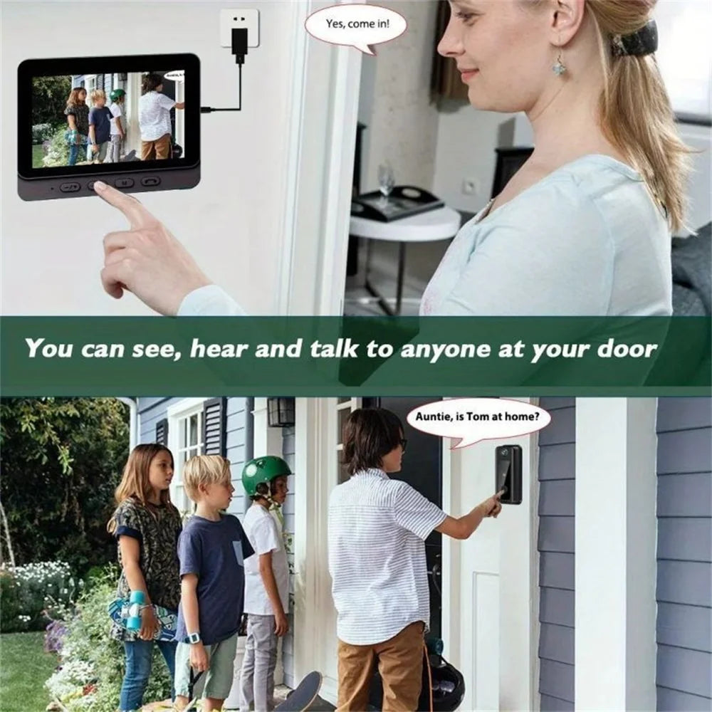 Wireless Video Doorbell Camera with 4.3-Inch Screen, Night Vision, Motion Detection – Smart Home Security Solution 1