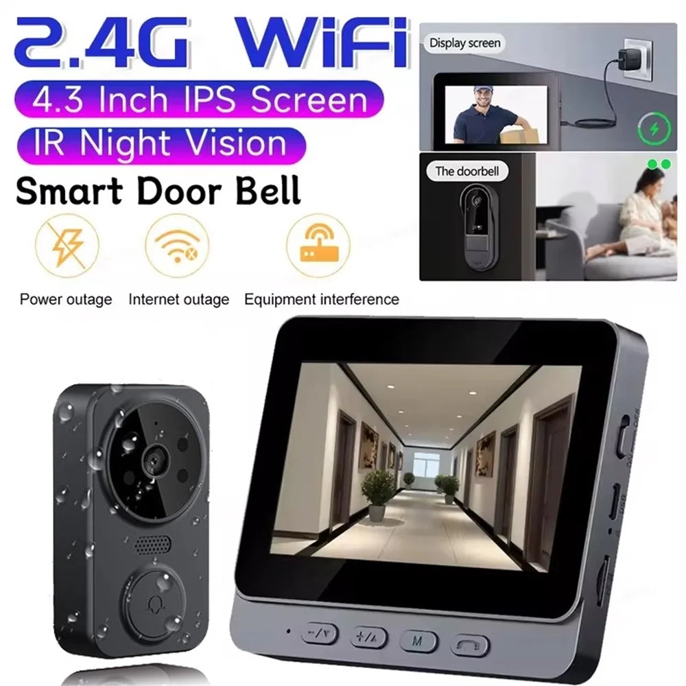 Wireless Video Doorbell Camera with 4.3-Inch Screen, Night Vision, Motion Detection – Smart Home Security Solution 3