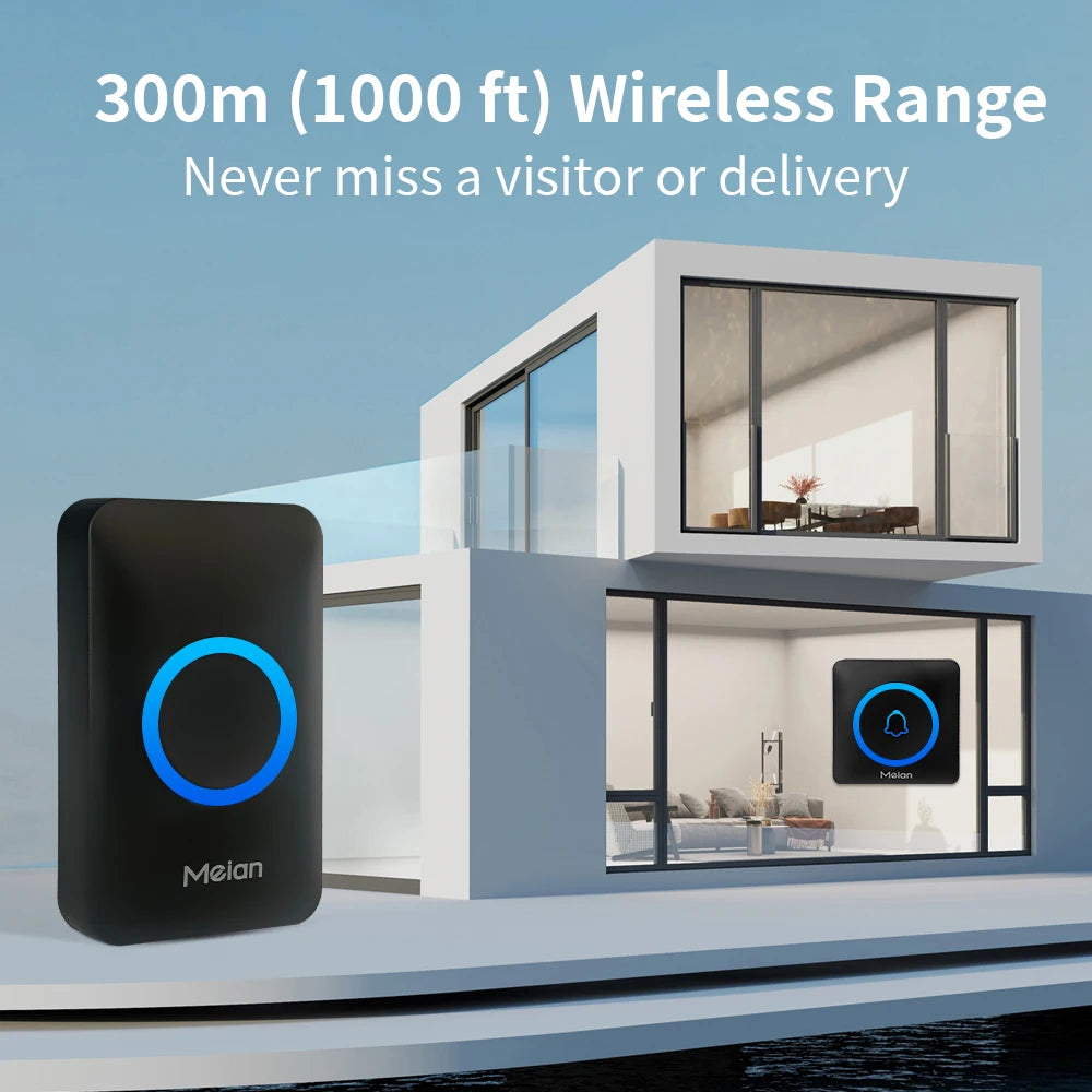 Wireless Waterproof Doorbell with 60 Chimes, Adjustable Volume, Long Range Up to 1000 ft for Smart Home Security 1