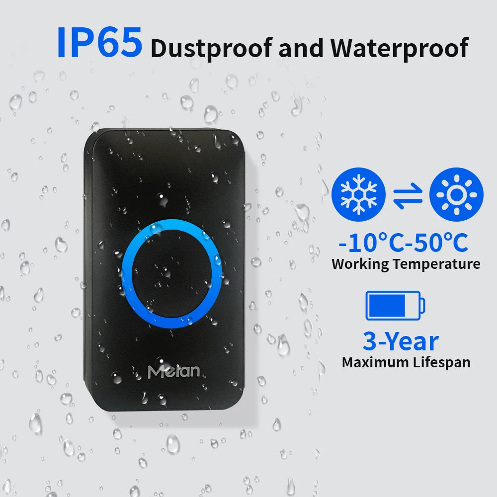 Wireless Waterproof Doorbell with 60 Chimes, Adjustable Volume, Long Range Up to 1000 ft for Smart Home Security 4