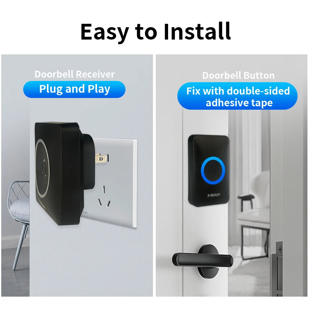 Wireless Waterproof Doorbell with 60 Chimes, Adjustable Volume, Long Range Up to 1000 ft for Smart Home Security 5