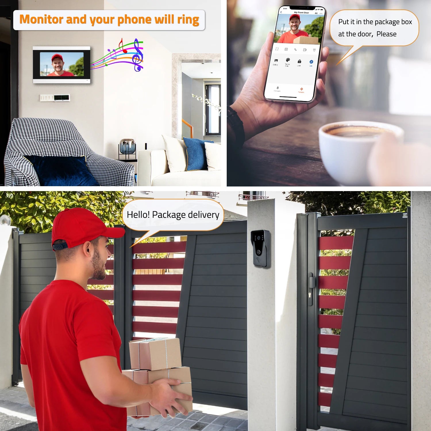 Wireless WiFi Video Intercom System with 1080P HD Camera and 7-Inch Touch Screen, Two-Way Audio, Remote Unlock, Weatherproof Design 1