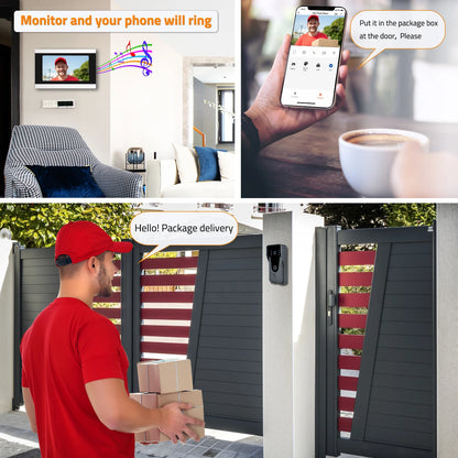 Wireless WiFi Video Intercom System with 1080P HD Camera and 7-Inch Touch Screen, Two-Way Audio, Remote Unlock, Weatherproof Design 1