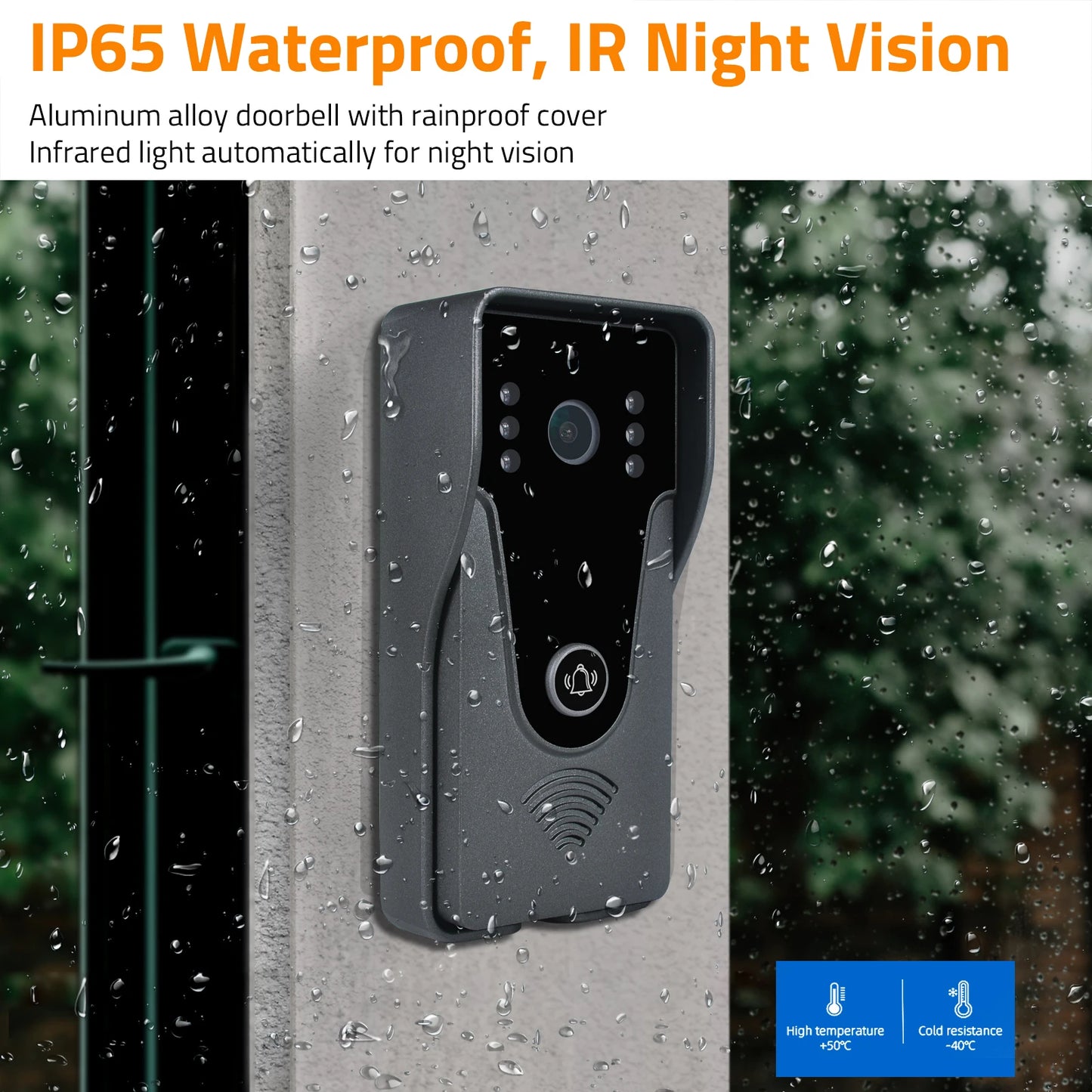Wireless WiFi Video Intercom System with 1080P HD Camera and 7-Inch Touch Screen, Two-Way Audio, Remote Unlock, Weatherproof Design 2