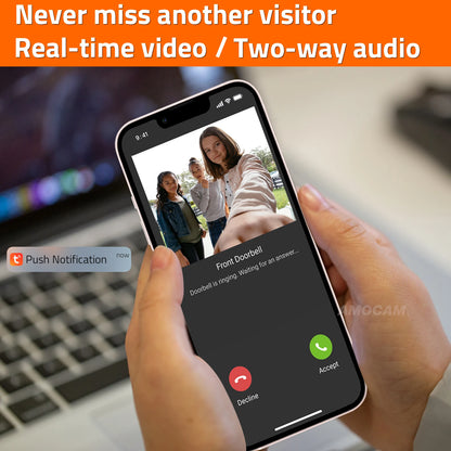 Wireless WiFi Video Intercom System with 1080P HD Camera and 7-Inch Touch Screen, Two-Way Audio, Remote Unlock, Weatherproof Design 4